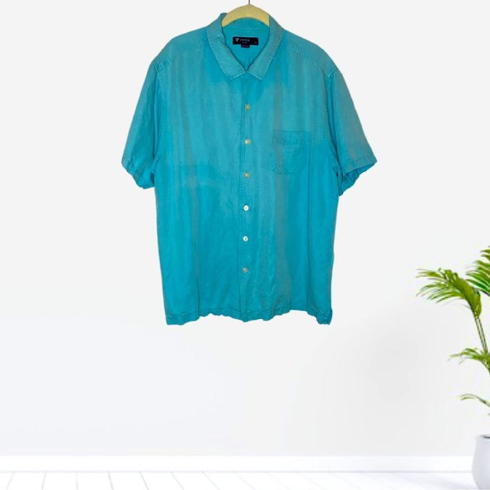 Men’s Aqua Blue Cremieux Classics Short Sleeve Button Down Shirt Size‎ XL
